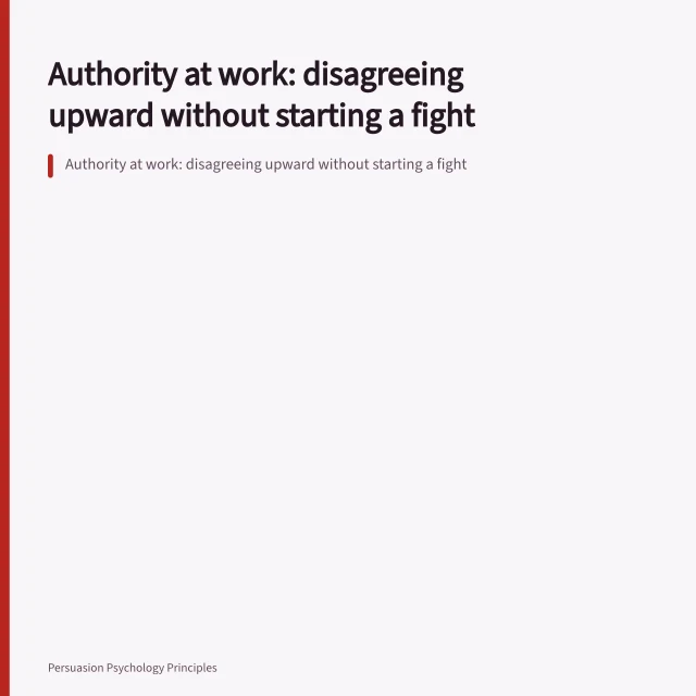 Authority at work: disagreeing upward without starting a fight. Authority at work: disagreeing upward without starting a fight