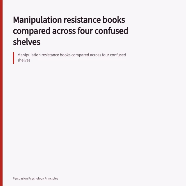 Manipulation resistance books compared across four confused shelves. Manipulation resistance books compared across four confused shelves