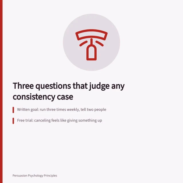 Card on judging consistency cases with three quick questions. Three questions that judge any consistency case in a hurry