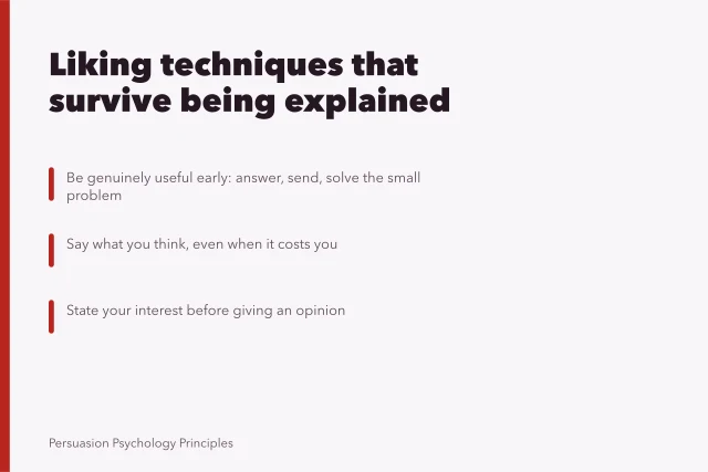 Card on honest liking techniques versus trained ones that collapse when named. Liking principle techniques with the guesswork removed
