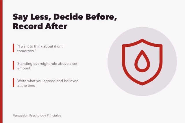 Card on manipulation resistance: overnight rules, ready sentences, written records. Manipulation resistance techniques: signal versus noise