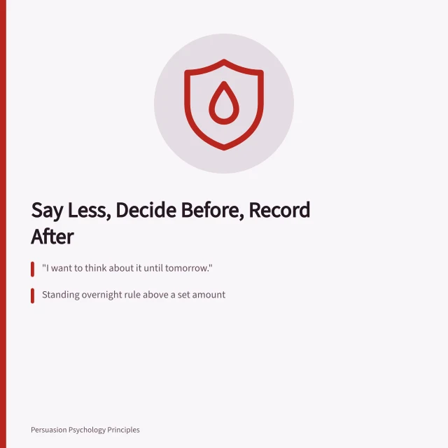 Card on manipulation resistance: overnight rules, ready sentences, written records. Manipulation resistance techniques: signal versus noise