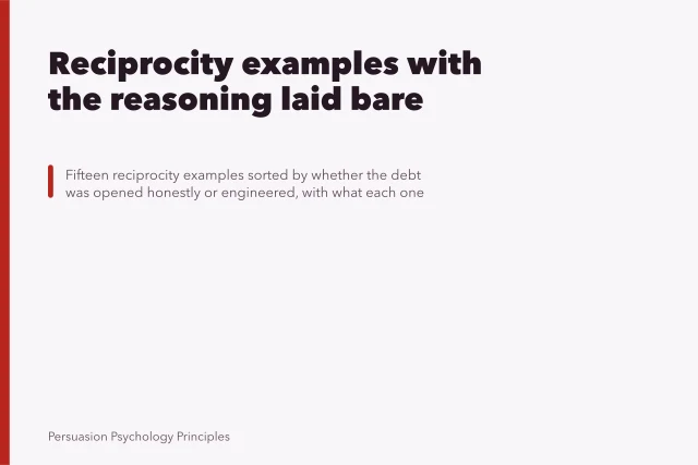 Reciprocity examples with the reasoning laid bare. Reciprocity examples with the reasoning laid bare